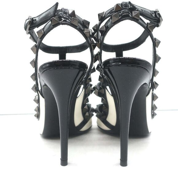 Valentino Rockstud Bicolor Cage Pumps White & Black Patent Leather Size 38.5 NEW - Picture 9 of 12